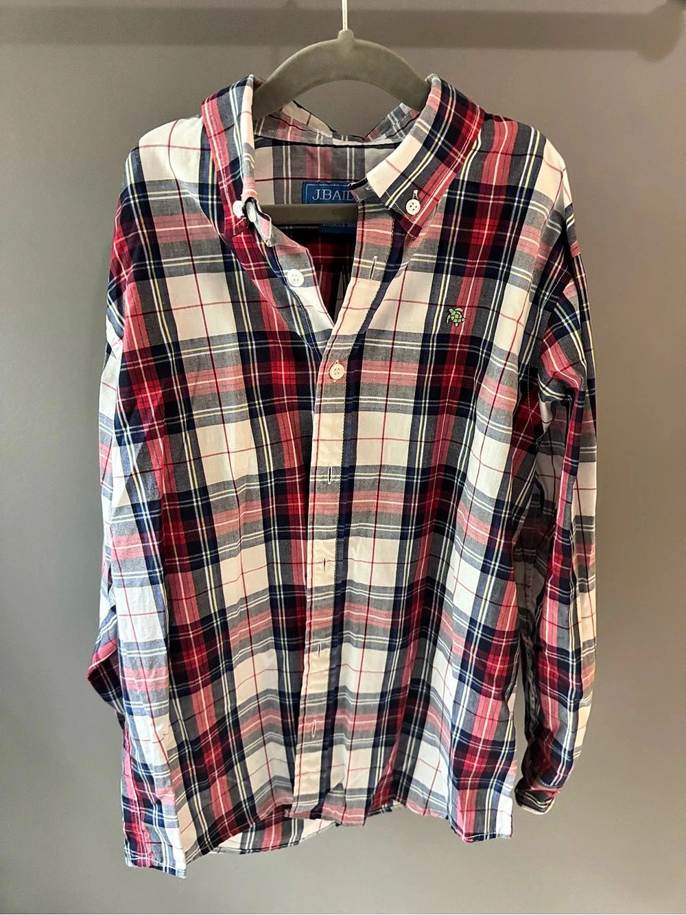 J. Bailey Boys Size 10 Roscoe Plaid Button Down Shirt Red Navy